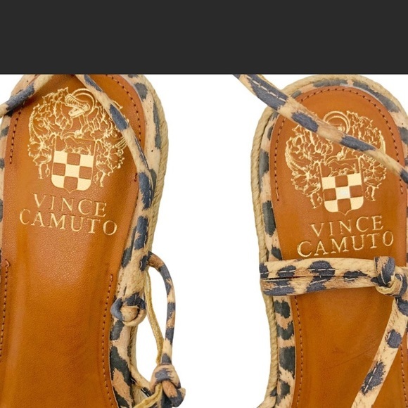 💕 NWT Vince Camuto Prasetta Leopard String Wrap Ankle Tie Sandals US 7.5 EUR 38 - Picture 6 of 6